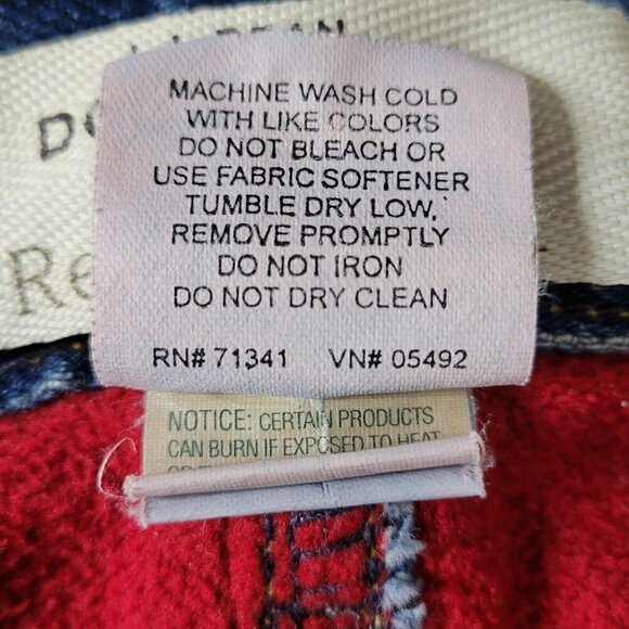 LL Bean Double L Red Flannel Lined Jeans Size 12T 30X33 Relaxed Fit High Rise - Picture 8 of 13